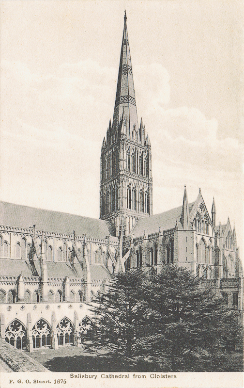 1675  -  Salisbury Cathedral from Cloisters